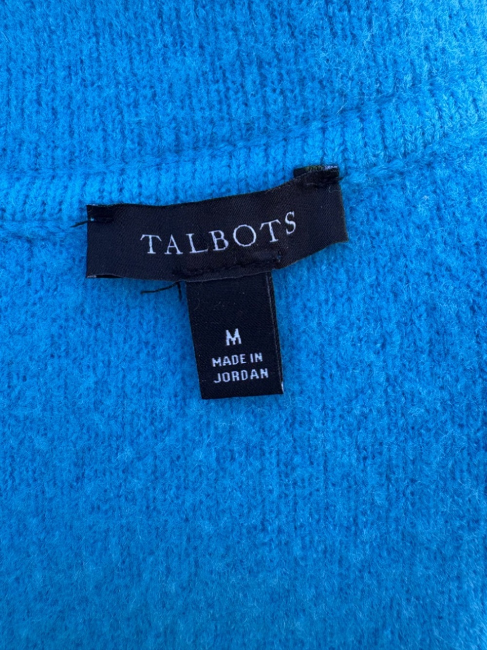 Talbots Vibrant Cyan Blue Button-Up Long Sweater Coat Jacket, Medium - Picture 9 of 11